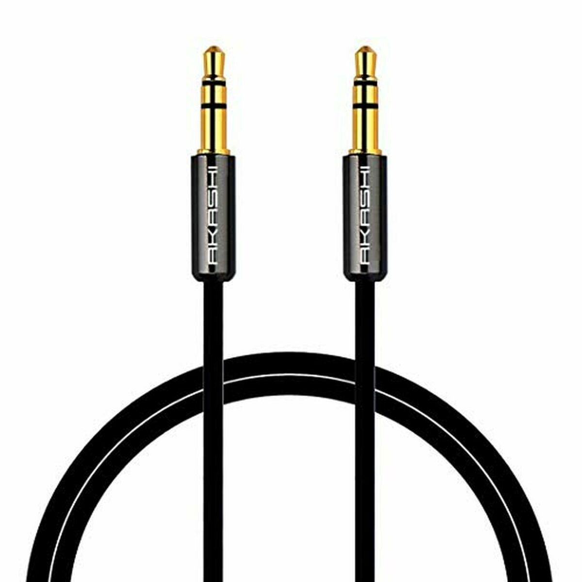 Audio Jack Cable (3.5mm) Akashi ALTJ 35 B 1 m Black Pixelboxoff